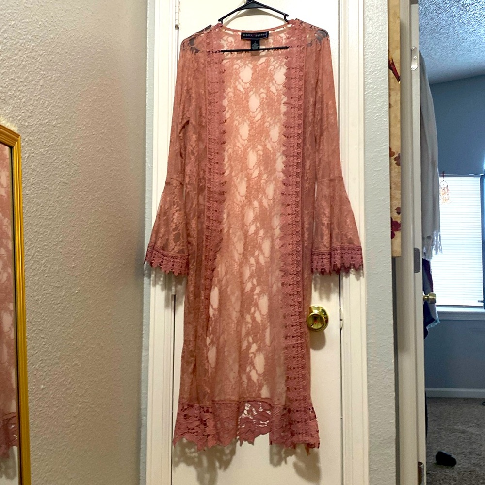 Pink Lace cardigan cover up lingerie